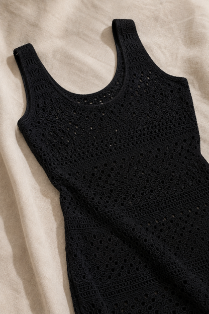 Robe Premium en Maille Ajourée – Élégance Féminine