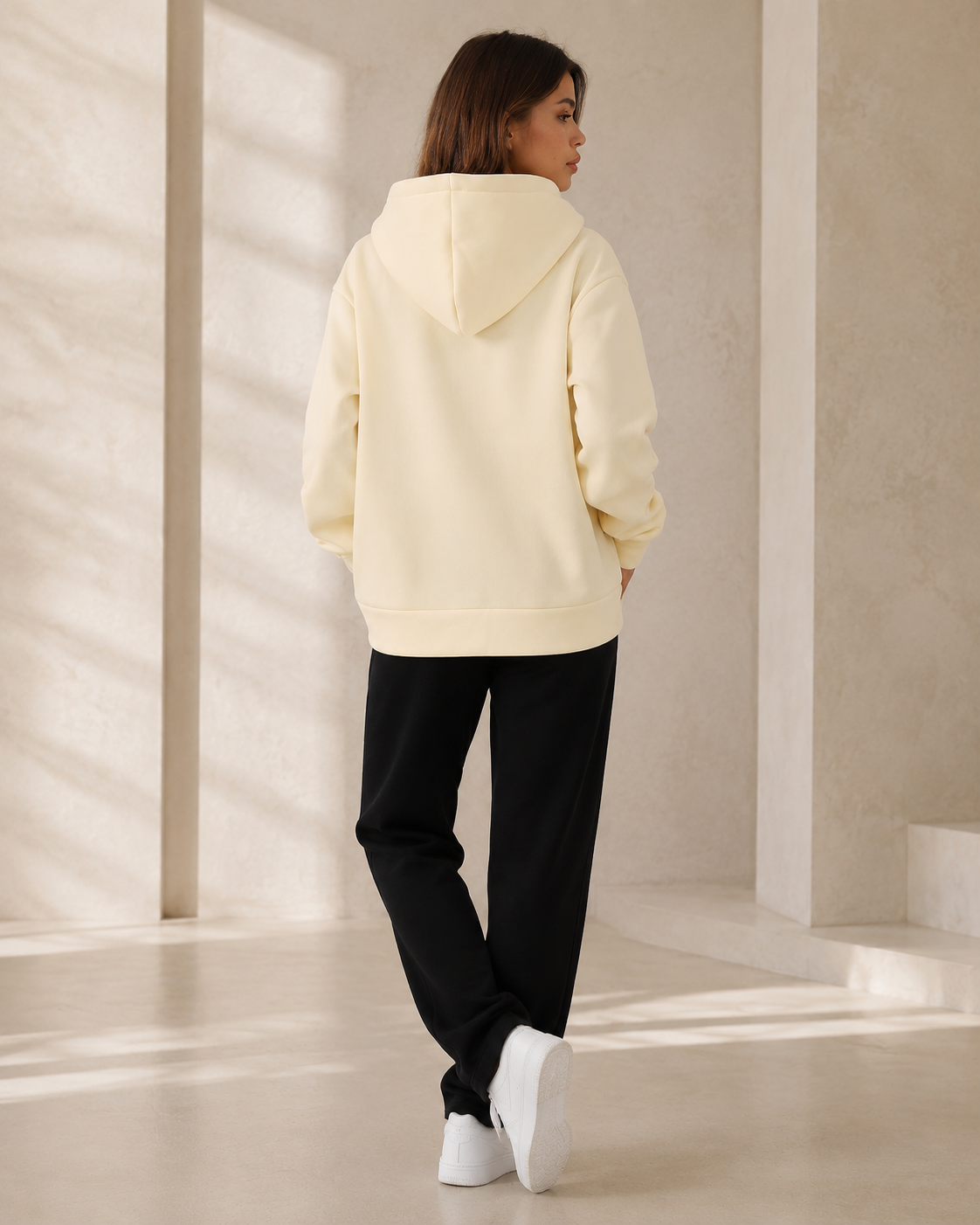 Sweat à Capuche Zippé Femme Oversize avec Grand Nœud Imprimé