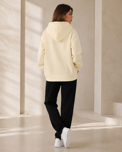 Sweat à Capuche Zippé Femme Oversize avec Grand Nœud Imprimé