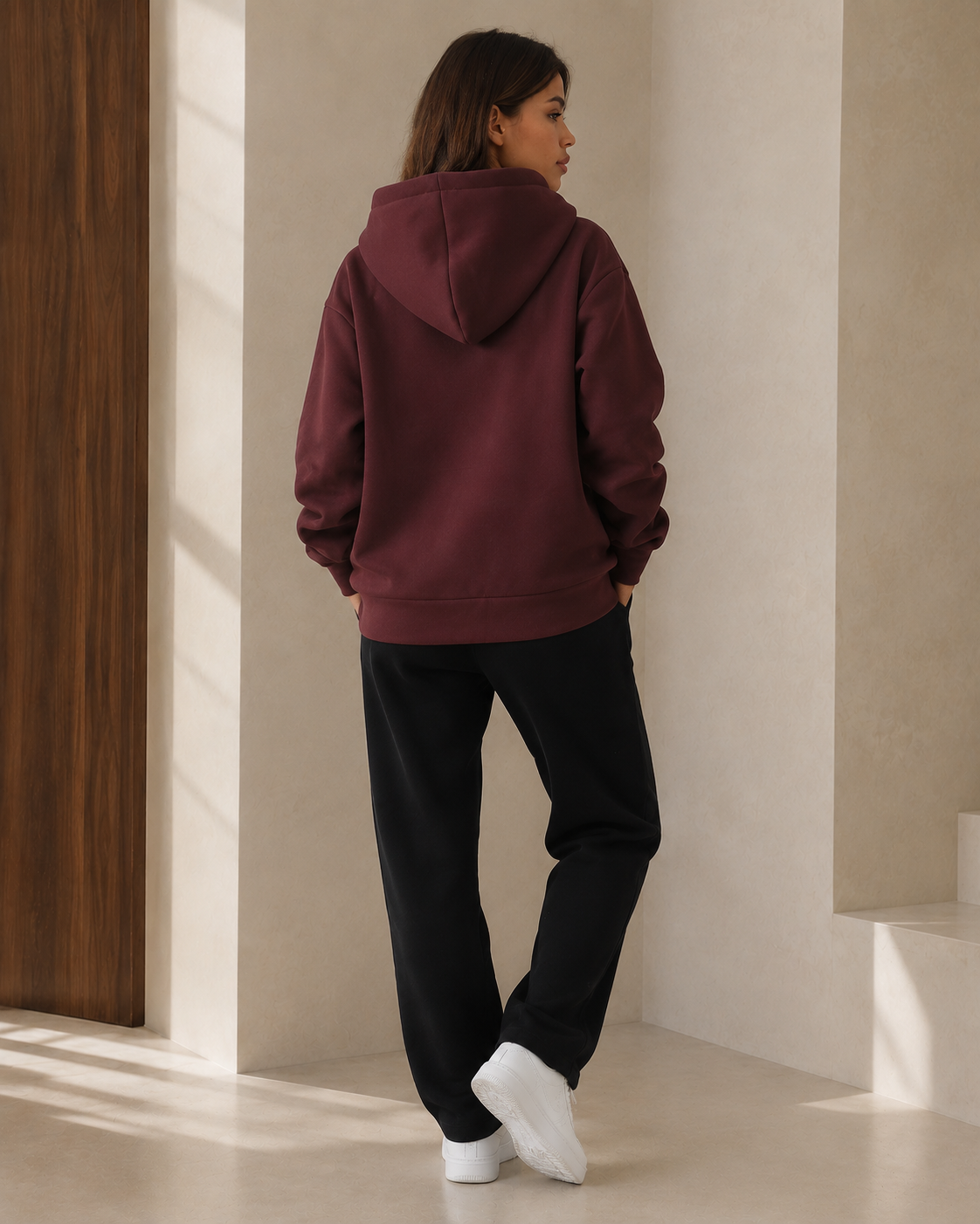 Sweat à Capuche Zippé Femme Oversize avec Grand Nœud Imprimé