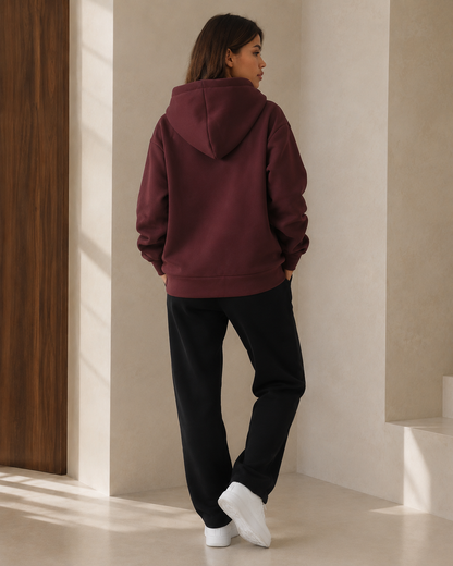 Sweat à Capuche Zippé Femme Oversize avec Grand Nœud Imprimé