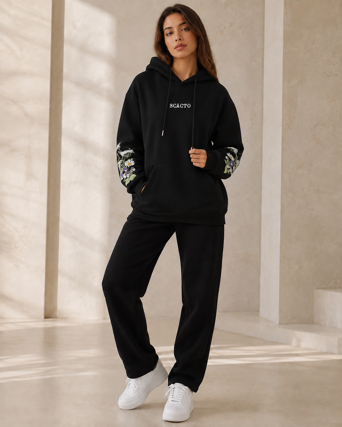 Sweat à Capuche Oversize Femme à Imprimé Floral