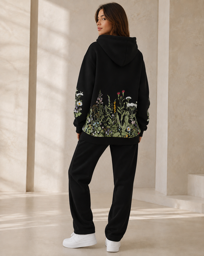 Sweat à Capuche Oversize Femme à Imprimé Floral