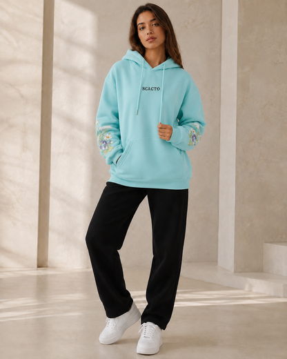 Sweat à Capuche Oversize Femme à Imprimé Floral