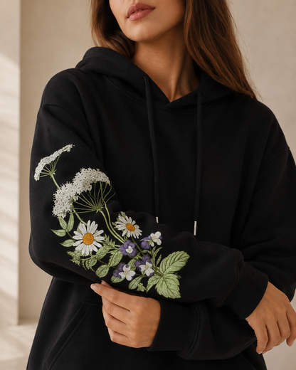 Sweat à Capuche Oversize Femme à Imprimé Floral
