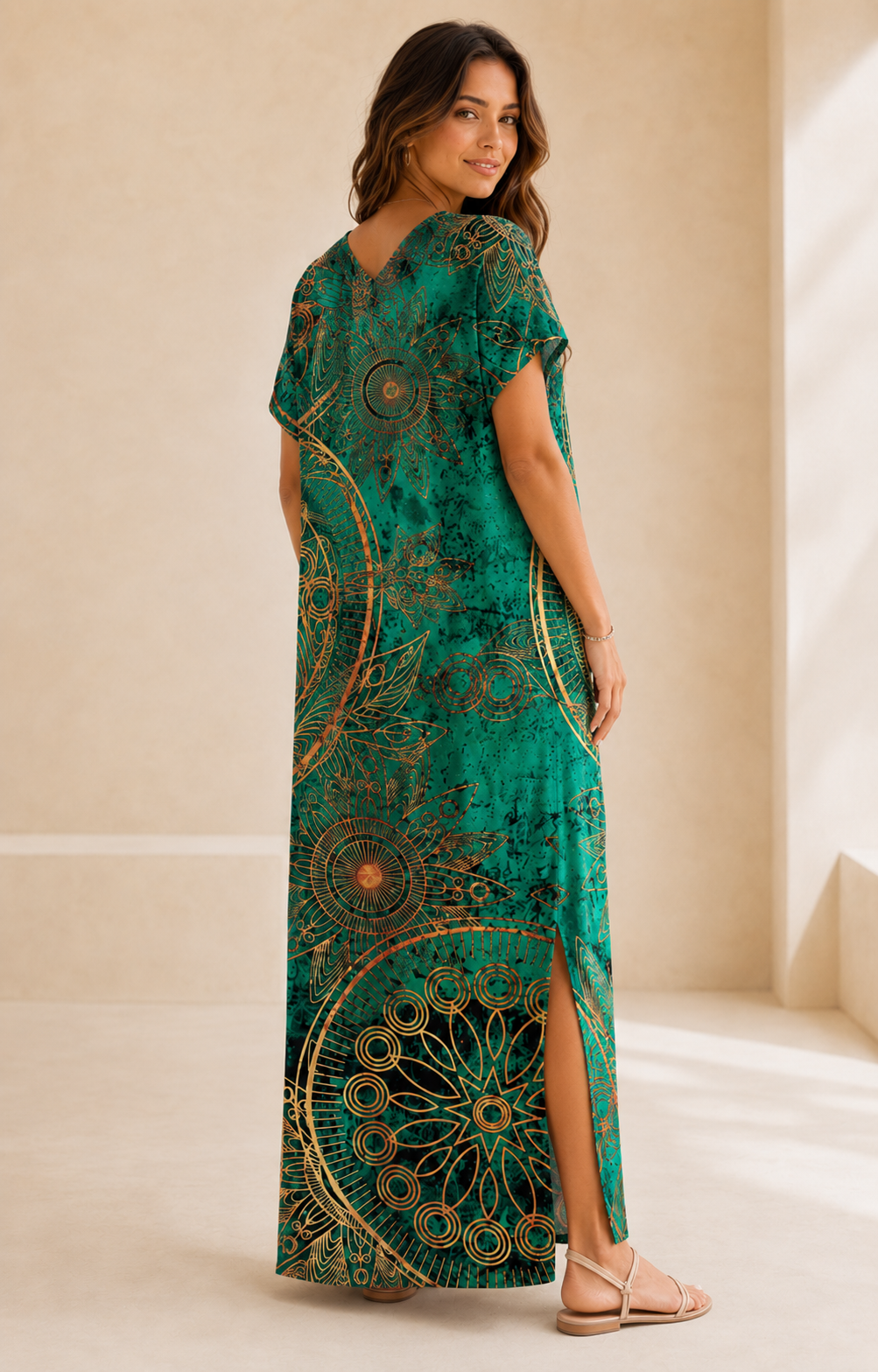 Robe Longue Bohème Céleste – Coupe Fluide à Motifs Mandala